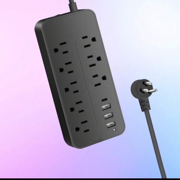 Black Power Strip with USB Ports - Picture 3 of 4